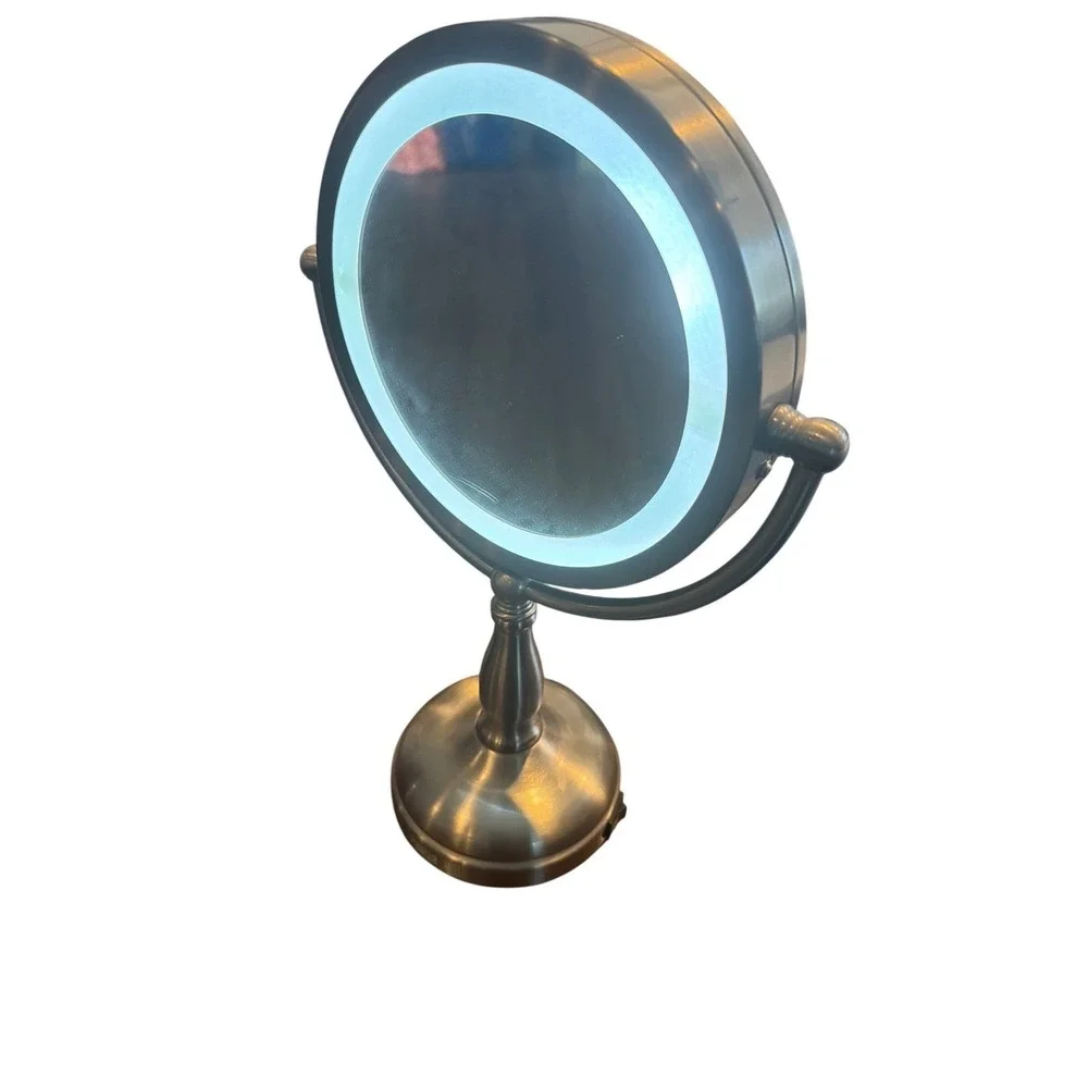 Sunbeam Lighted Vanity Mirror LED Halo Double Sided 10x Magnification Auto Off